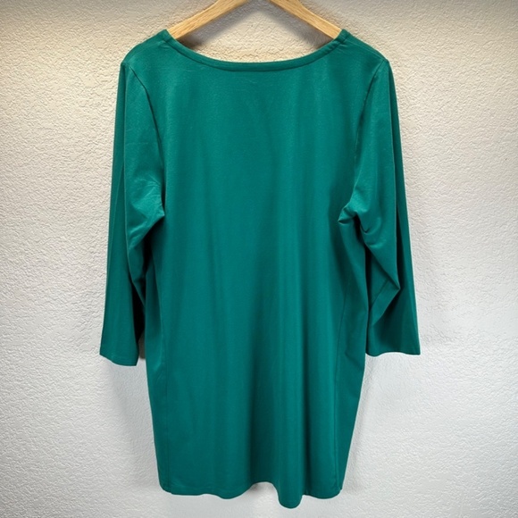 J Jill Luxe Supima A Line Tunic Top Womens L Green Meadow Soft Spring Color NEW - Picture 3 of 16